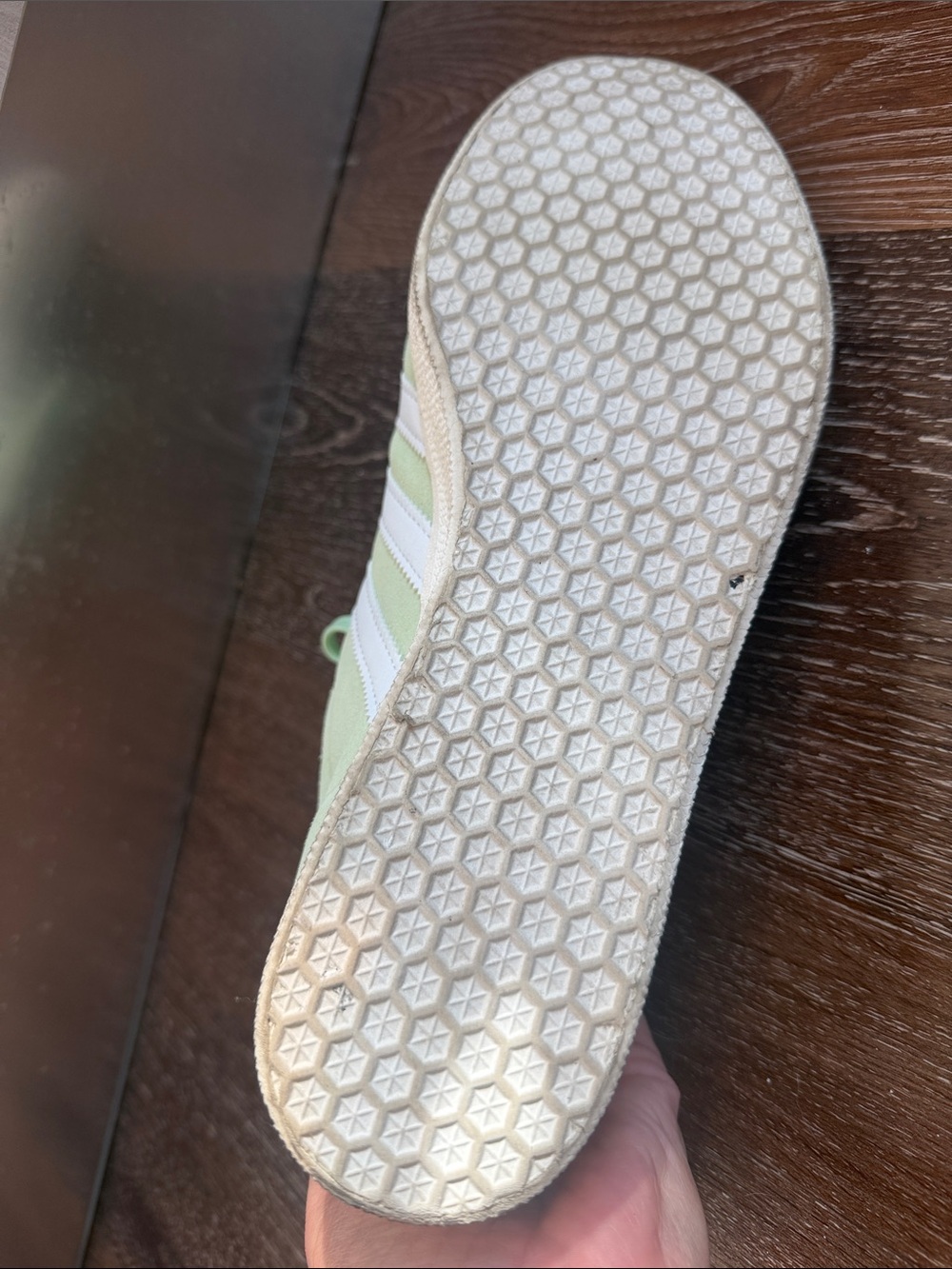 adidas Women's Mint Green Suede Sneakers with White Stripes - Picture 3 of 3